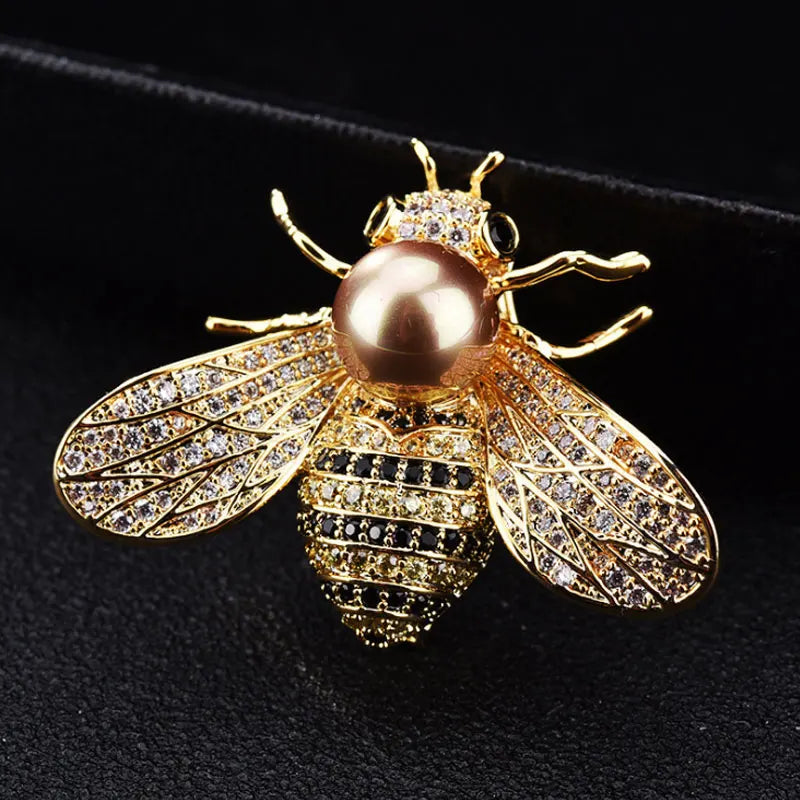Designer Insect Series -Delicate Crystal Rhinestone Bee Pin Brooch Jewelry