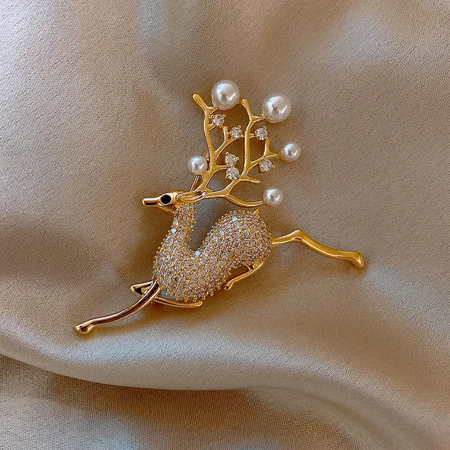 Elegant Pearl Rhinestone Baroque Imitation Wreath Butterfly Cirle Leaf Brooch for Women