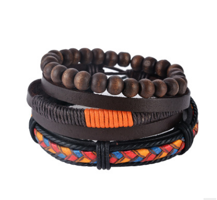 Leather Multilayer Bead Bracelet: Vintage Punk Wrap Bracelet for Men and Women - 17 Variants