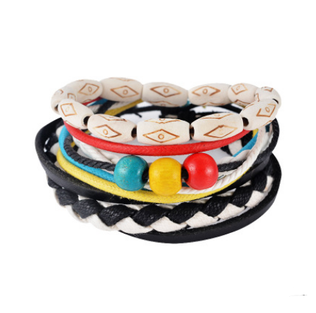 Leather Multilayer Bead Bracelet: Vintage Punk Wrap Bracelet for Men and Women - 17 Variants