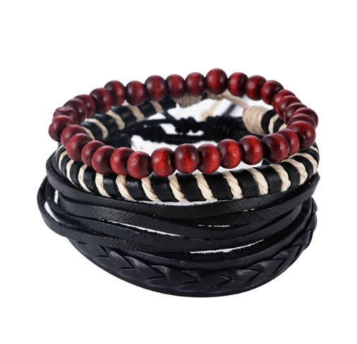 Leather Multilayer Bead Bracelet: Vintage Punk Wrap Bracelet for Men and Women - 17 Variants