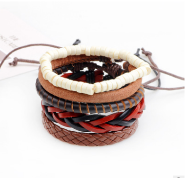 Leather Multilayer Bead Bracelet: Vintage Punk Wrap Bracelet for Men and Women - 17 Variants