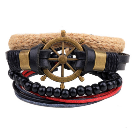 Leather Multilayer Bead Bracelet: Vintage Punk Wrap Bracelet for Men and Women - 17 Variants