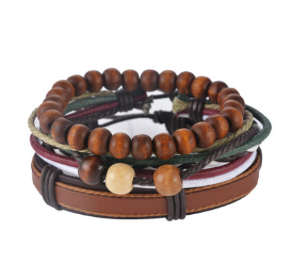 Leather Multilayer Bead Bracelet: Vintage Punk Wrap Bracelet for Men and Women - 17 Variants