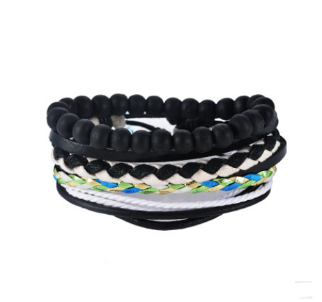 Leather Multilayer Bead Bracelet: Vintage Punk Wrap Bracelet for Men and Women - 17 Variants