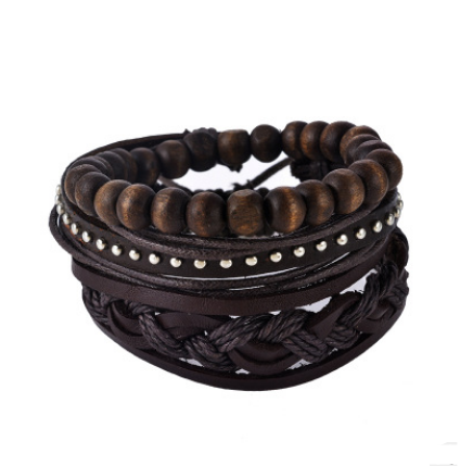 Leather Multilayer Bead Bracelet: Vintage Punk Wrap Bracelet for Men and Women - 17 Variants