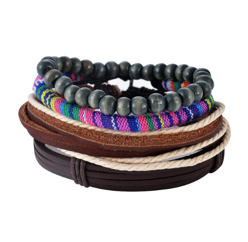 Leather Multilayer Bead Bracelet: Vintage Punk Wrap Bracelet for Men and Women - 17 Variants