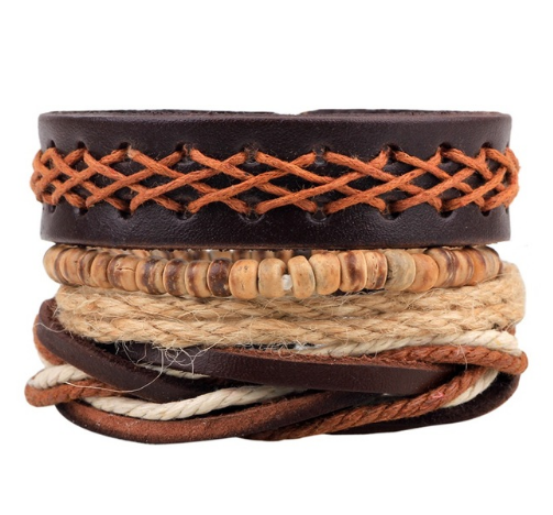 Leather Multilayer Bead Bracelet: Vintage Punk Wrap Bracelet for Men and Women - 17 Variants