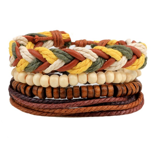 Leather Multilayer Bead Bracelet: Vintage Punk Wrap Bracelet for Men and Women - 17 Variants