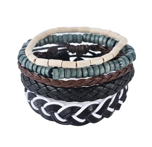 Leather Multilayer Bead Bracelet: Vintage Punk Wrap Bracelet for Men and Women - 17 Variants