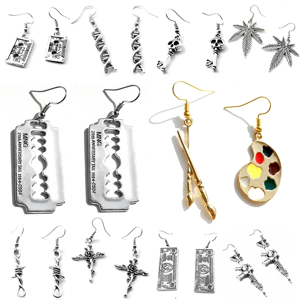 "Edgy Earrings for Fashion Rebels: Handcuffs, Blades, Guns & More! Unique Handcrafted Jewelry for Bold Style - Ideal ' Gift!" Handmade - 7-10 DAY DELIVERY