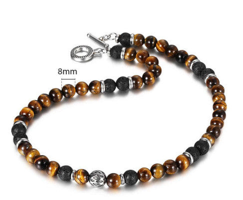 Lotus Charm - Amazon Stone Tiger Eye Stone Bracelet Necklace 108 Buddha Beads Lotus Bracelet