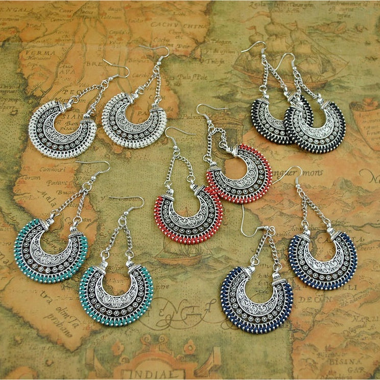 Bohemian Vintage Crescent Moon Earrings