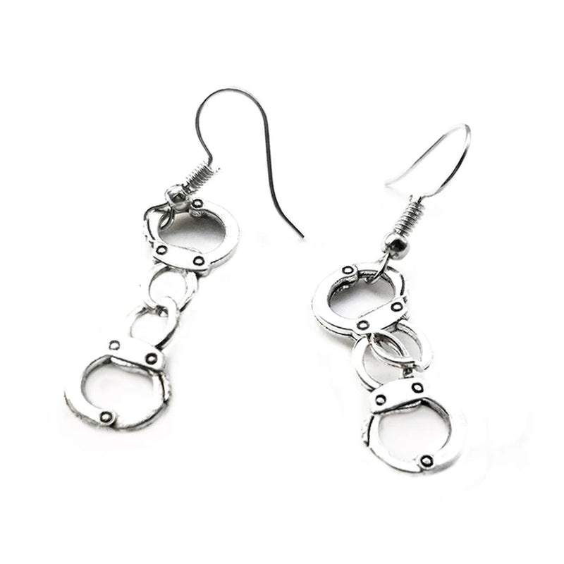 "Edgy Earrings for Fashion Rebels: Handcuffs, Blades, Guns & More! Unique Handcrafted Jewelry for Bold Style - Ideal ' Gift!" Handmade - 7-10 DAY DELIVERY