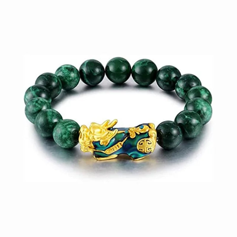 Green Real Jade Pixiu Beads Bracelet