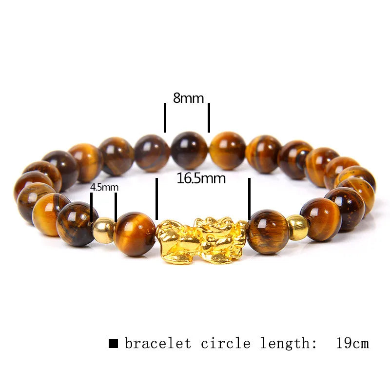 Fengshui Pixiu Beads Bracelet Natural Obsidian Stone Beads